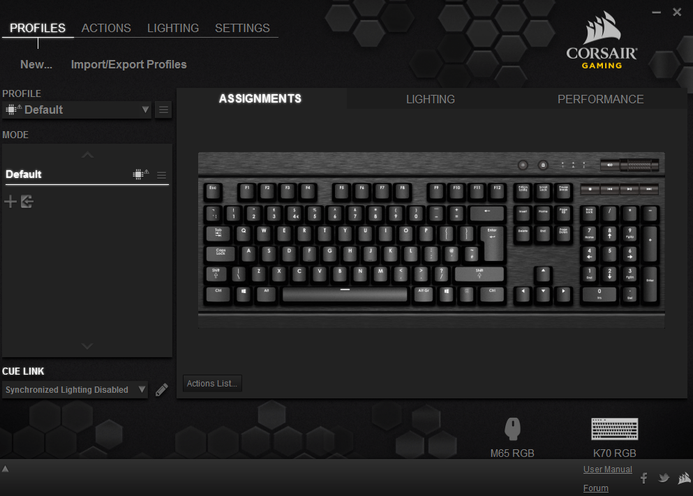 Corsair Gaming K70 RGB Mechanical Gaming Keyboard CUE Software