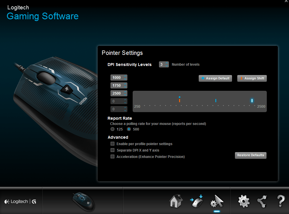 logitech g100s software