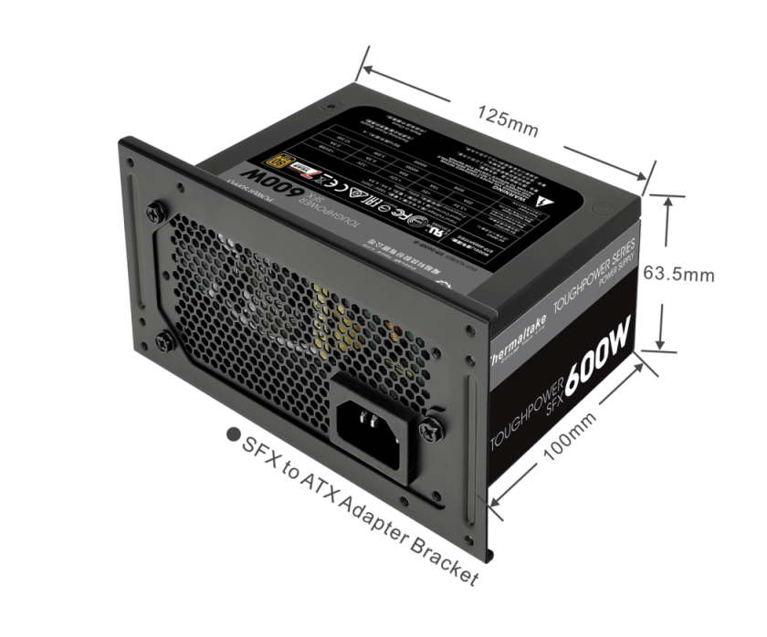 Thermaltake Toughpower SFX Gold 600W Power Supply Unit-Universal Compact Design for All Mainstream PC Cases – SFX to ATX PSU Adapter Bracket