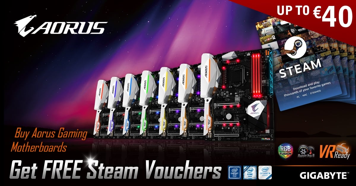 GIGABYTE Announces “Buy AORUS Gaming Motherboards  and get FREE Steam vouchers” Promotion