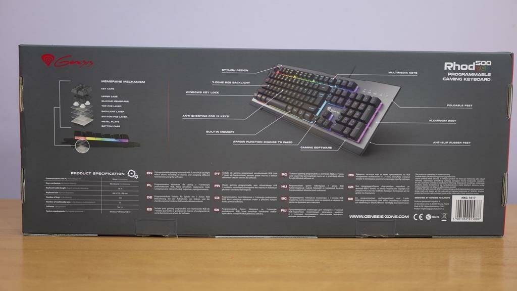 Genesis Rhode 500RGB Gaming Keyboard Box Back