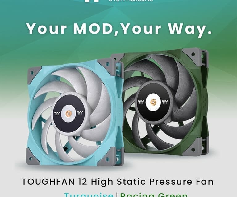 Thermaltake Debuts TOUGHFAN 12 High Static Pressure Radiator Fan in Turquoise and Racing Green